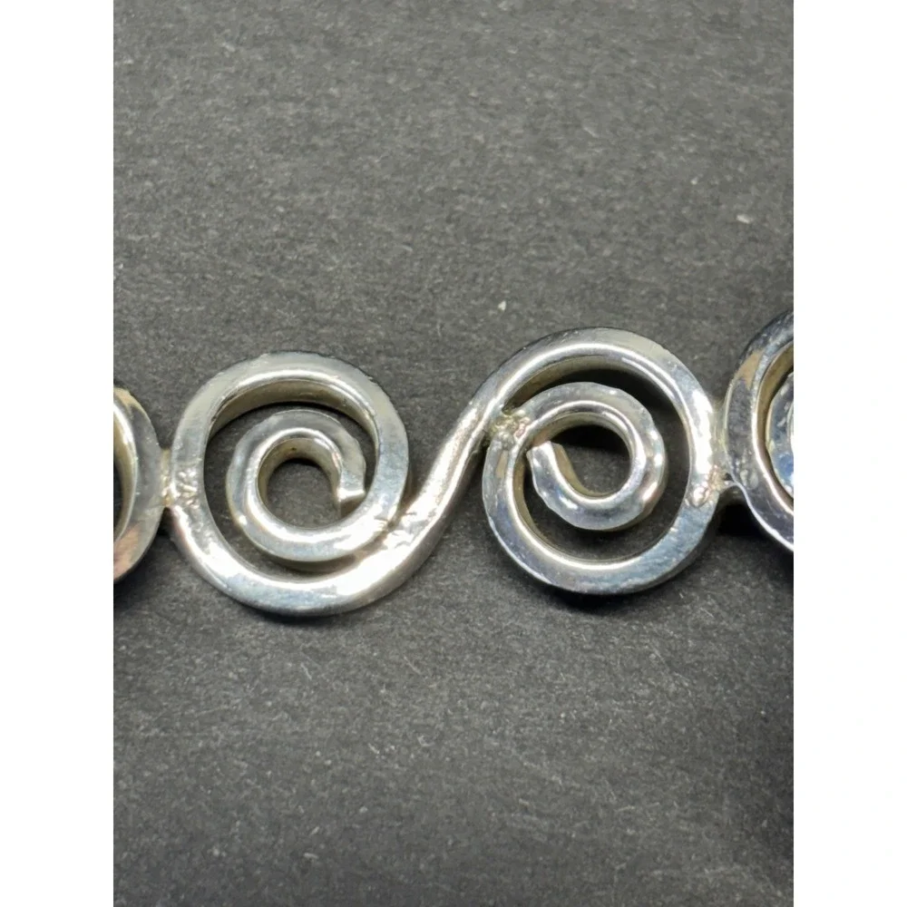 VTG Mexico 925 Sterling Silver Spiral Swirl Open Cuff Bracelet 31g Heavy Artisan